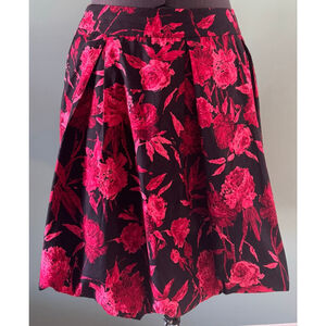 Women's New York & Company Black Pink Floral A-Line Skirt Size 14